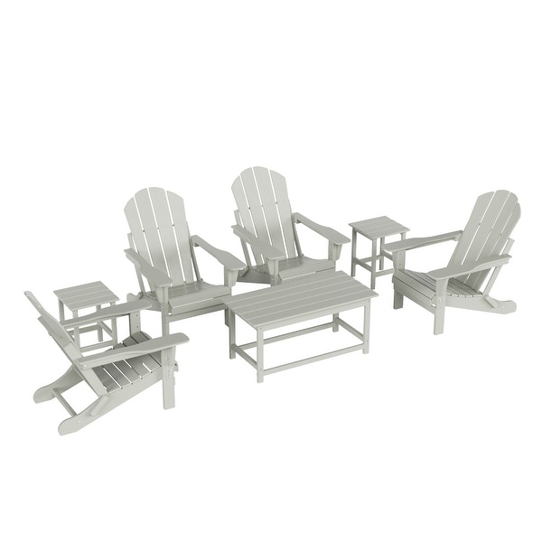 Polytrends Laguna Hdpe All Weather Outdoor Patio Foldable Adirondack Chairs Conversation Set (7Piece Set)