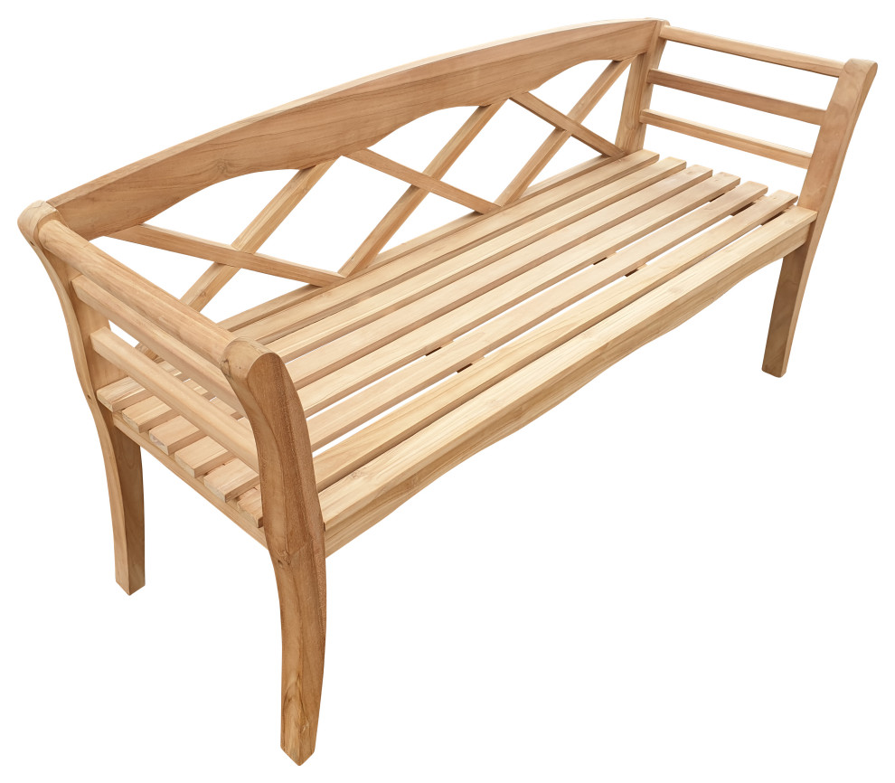 Seven Seas Teak Montana Outdoor Wood Patio Bench  5  x27  Transitional   Outdoor Benches   by Chic Teak  Houzz