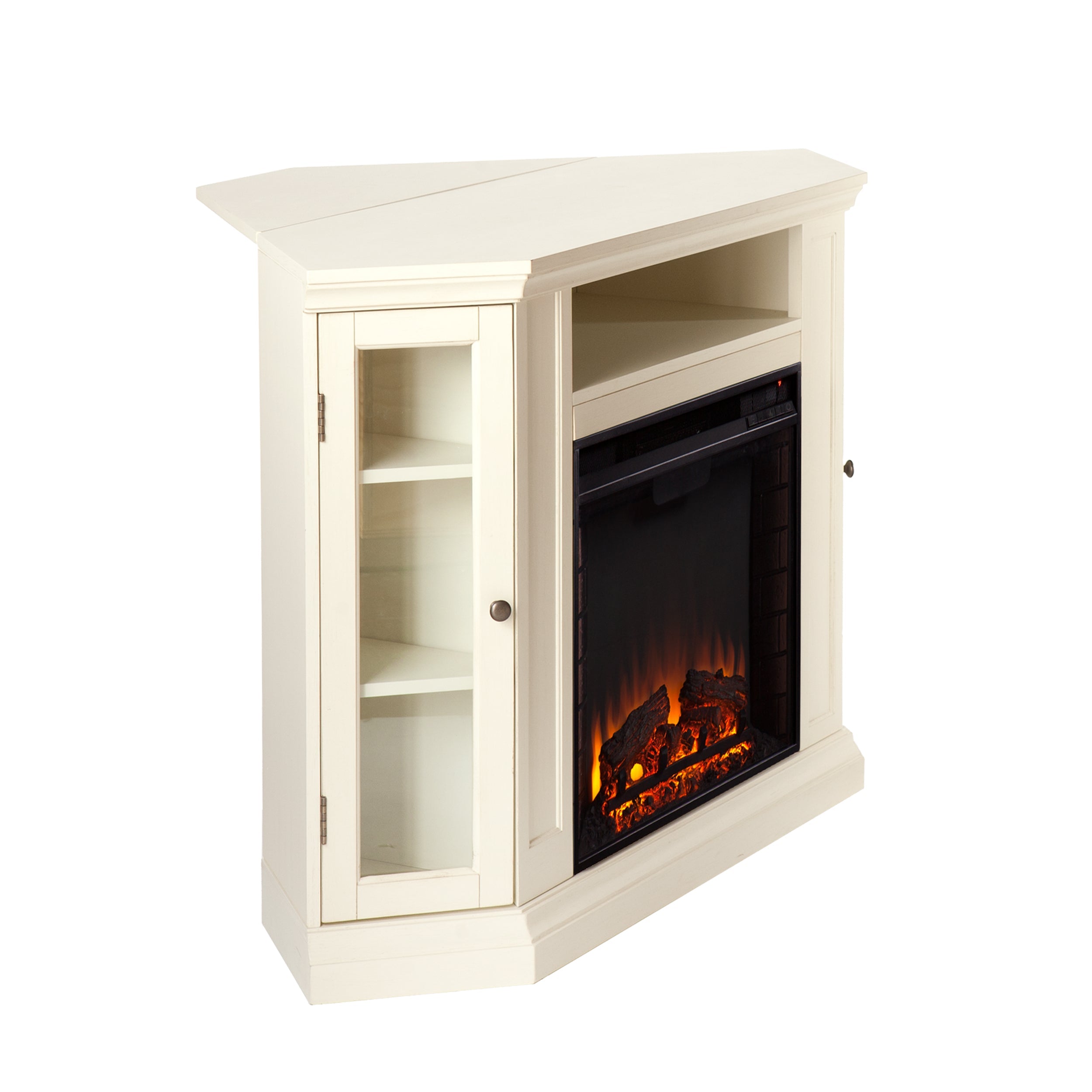 SEI Clarrie Transitional style Convertible Media Electric Fireplace in Ivory Finish