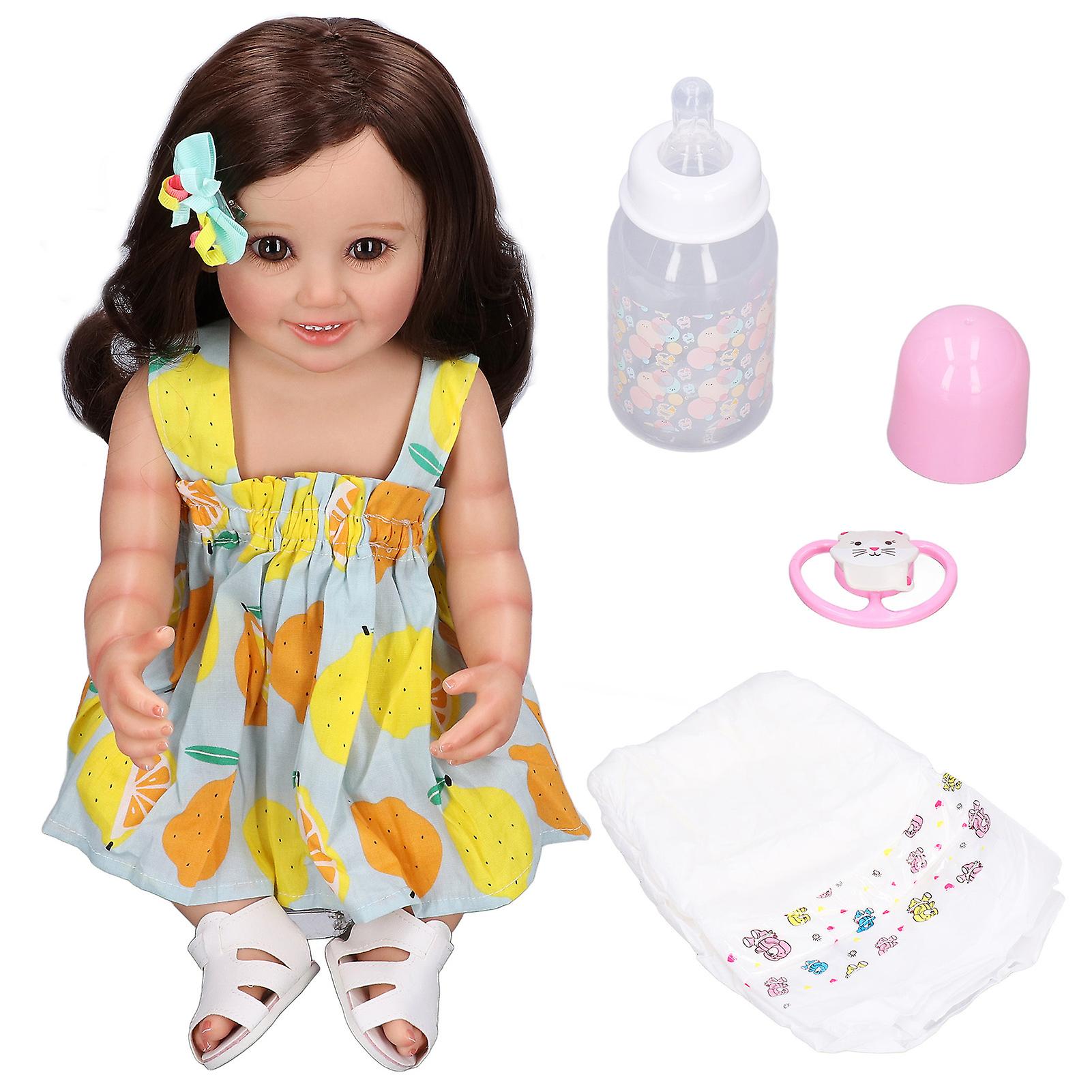 Reborn Baby Doll Full Vinyl Body Lifelike Newborn Baby Girls Dolls Gift with Clothes 55cm/21.7inches