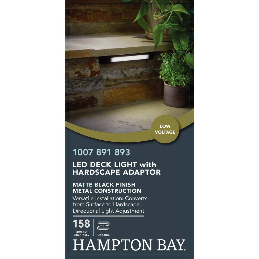 Hampton Bay Small Low Voltage Matte Black LED Path Light with Hardscape Adapter Weather Resistant KJC2601LM-01