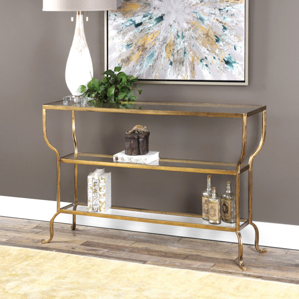 Uttermost Deline Gold Console Table   Contemporary   Console Tables   by HedgeApple  Houzz