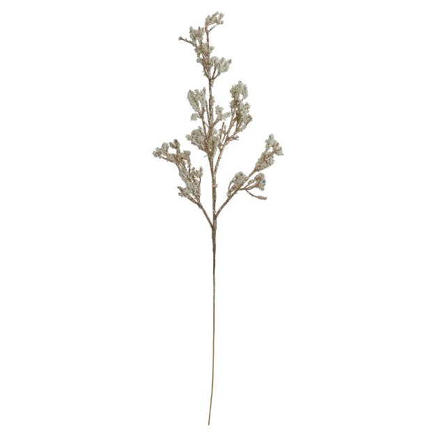 Artificial White And Champagne Gold Beaded Twig Christmas Spray