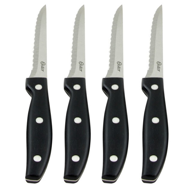 Oster Granger 4 5 In Stainless Steel Blade Steak Knife Set In Black 4 Pack