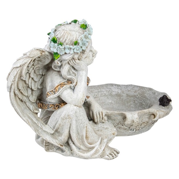 Sitting Angel Bird Feeder Outdoor Garden Statue