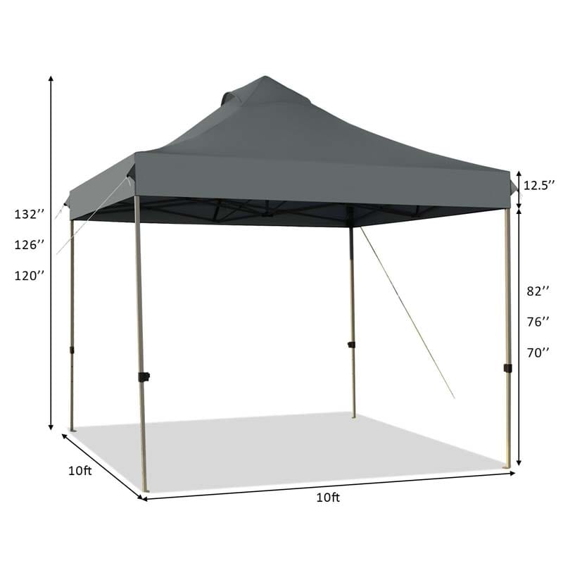 10 x 10 FT Pop Up Canopy Tent Portable Folding Event Party Tent Adjustable with Roller Bag