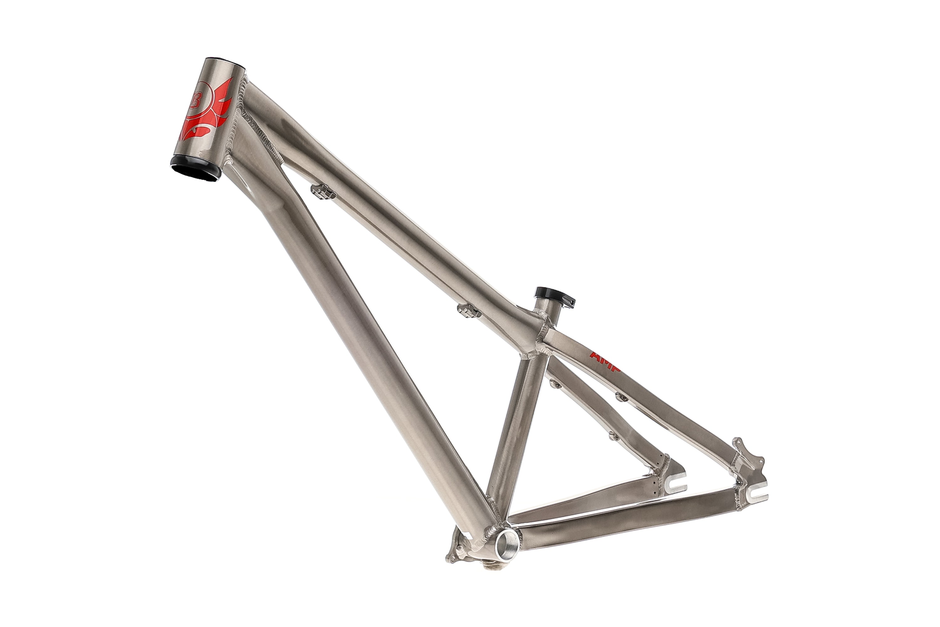Banshee Amp Dirt Jumper Frameset - Long, Raw With Red Decals