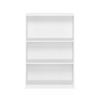 Furinno 40.3 in. White Wood 3-shelf Standard Bookcase with Adjustable Shelves 14151R1WH