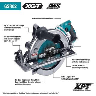 Makita 40V Max XGT Brushless Cordless Rear Handle 10-14 in. Circular Saw AWS Capable (Tool Only) GSR02Z