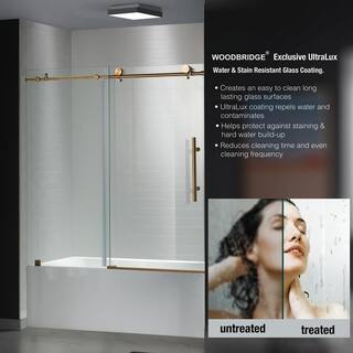 WOODBRIDGE Cawston 60 in. W x 62 in. H Frameless Sliding Shower Door in Brushed Gold HSD3623