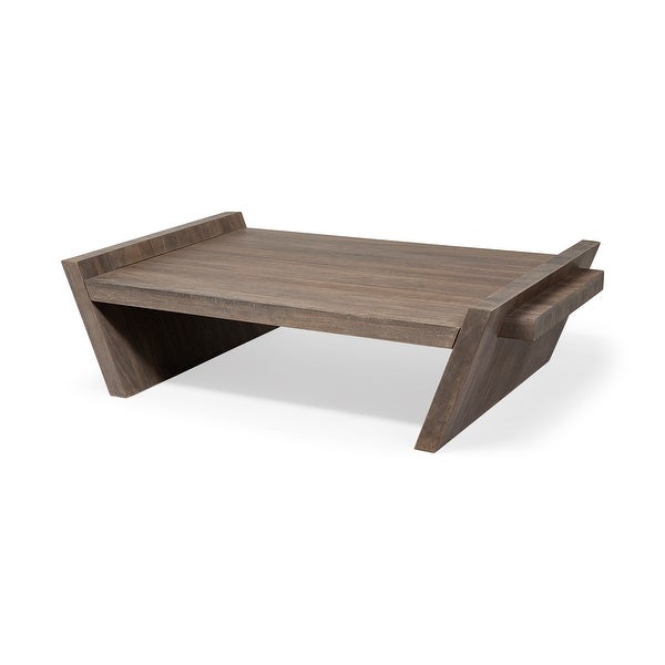 Elaine Natural Brown Solid Wood Top and Base Coffee Table