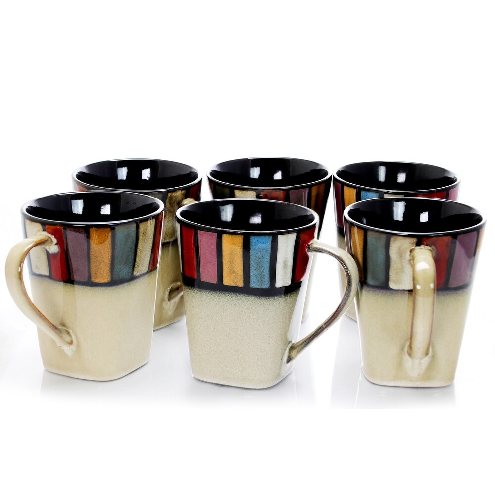 14 Ounce Assorted Color Stoneware Mugs 6 Piece Set