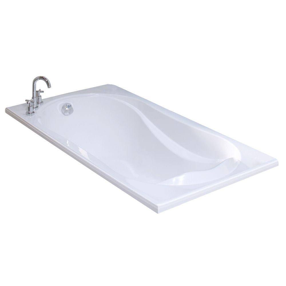 MAAX Velvet 66 in. x 36 in. Acrylic End Drain Rectangular Drop-in Soaking Bathtub in White 102744-000-001-000