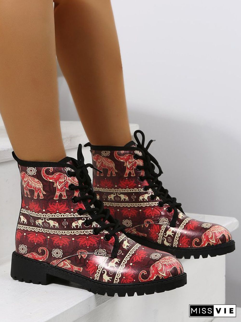 Red Elephant Ethnic Short Boots