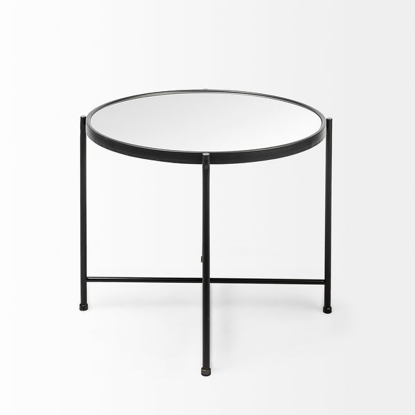 Samantha Black Iron Frame w/ Mirror Top Accent Table