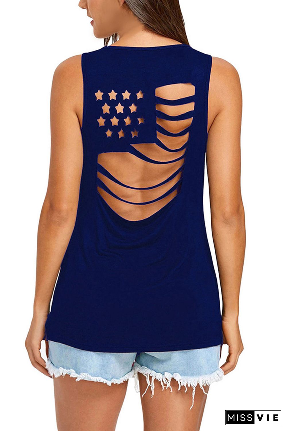 Amercian Flag Hollow-out Tank Top