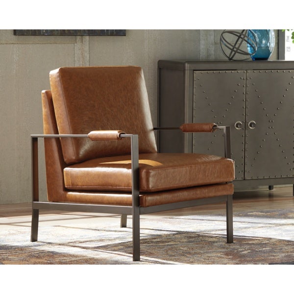 Peacemaker Contemporary Brown Faux Leather Accent Chair