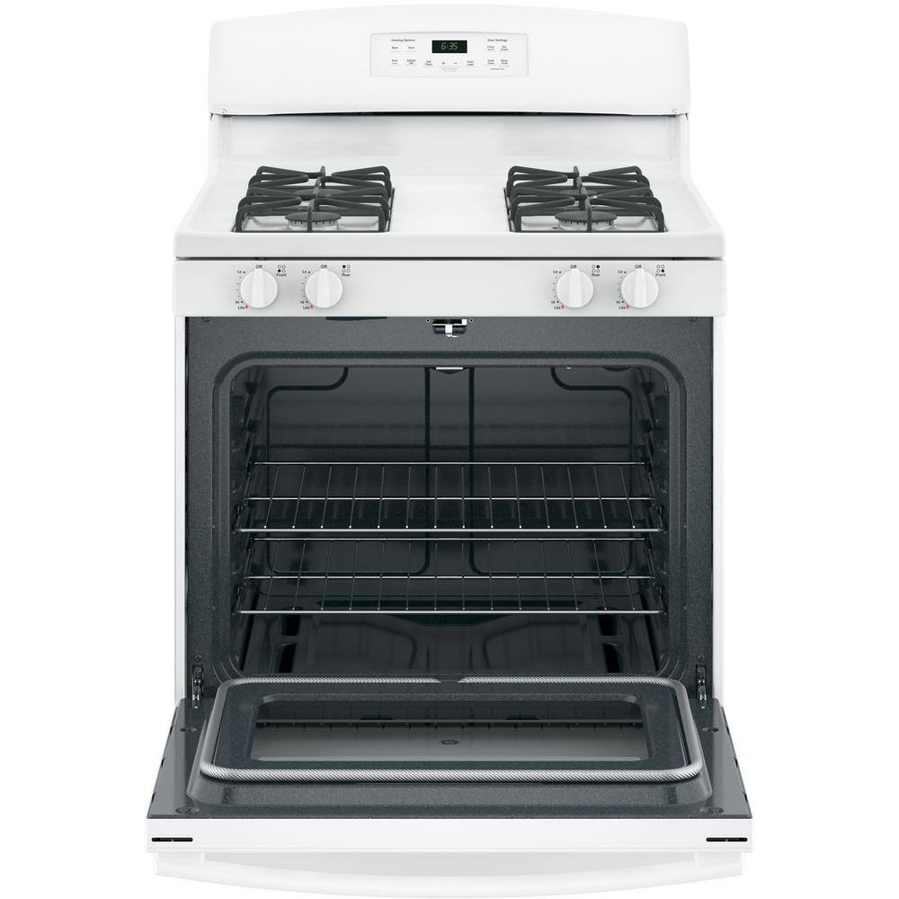 GE 30 in. 5.0 cu. ft. Freestanding Gas Range in White with Self Clean JGB635DEKWW