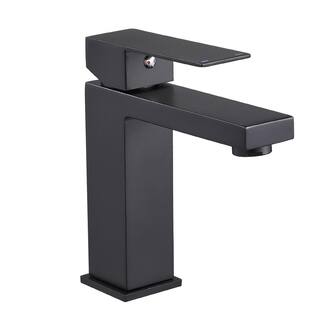 Heemli Square Single Handle Single Hole Bathroom Faucet in Matte Black KBL0203B