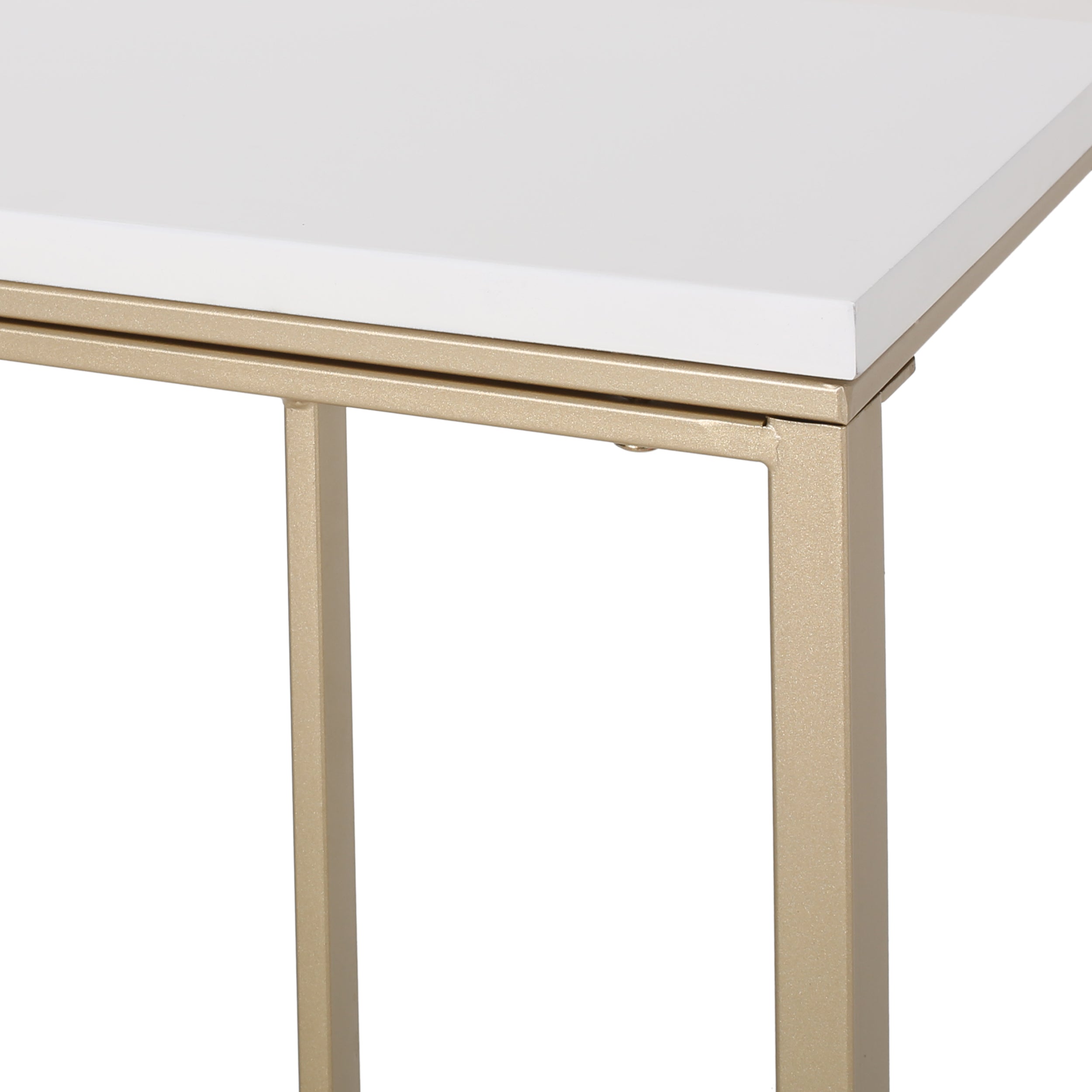 Baywinds Modern Glam C Side Table, Set of 2, White and Champagne Gold