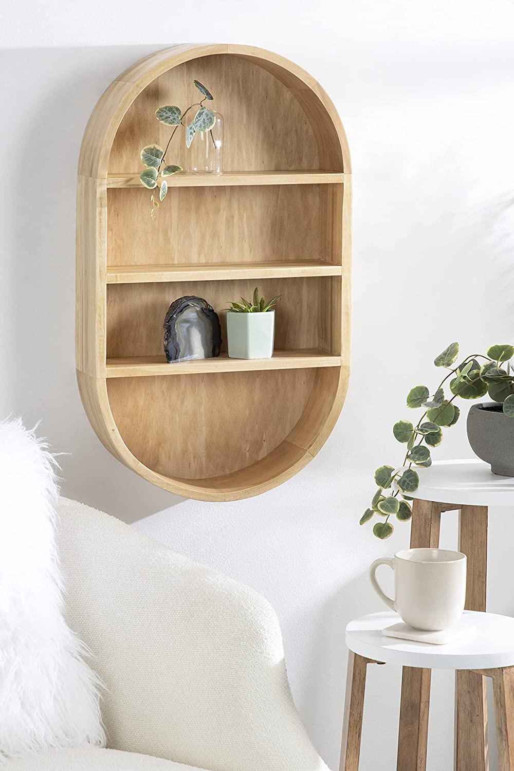 Literaroy Wariter 16 x 28, Natural Wood, Geometric Modern Shelves for Wall