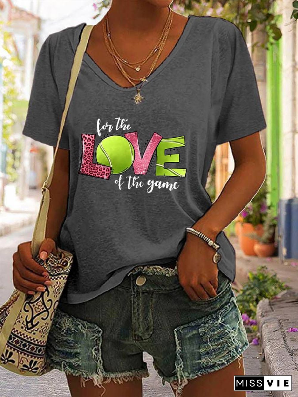 Women's Tennis Printed Casual T-shirt