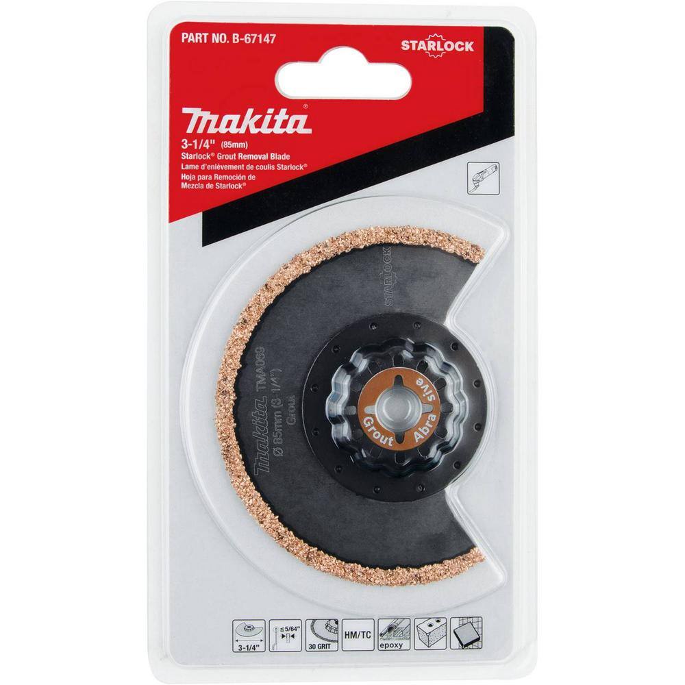 Makita 3-14 in. Starlock Tungsten Carbide Grout Removal Blade B-67147