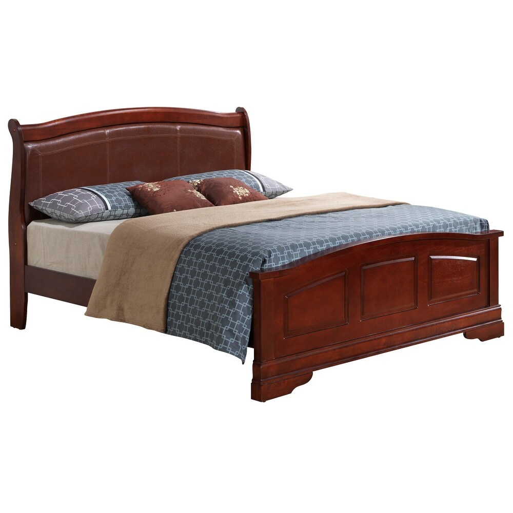 Louis Phillipe Faux Leather and Wood Bed