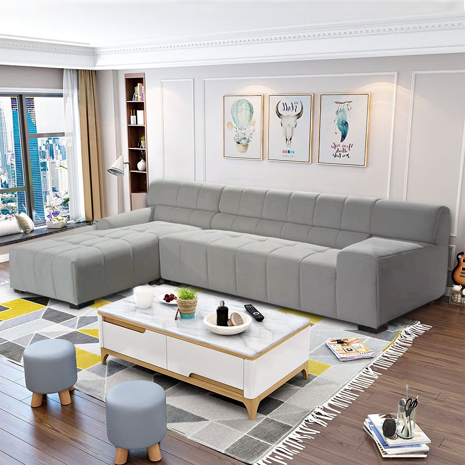 Williamspace Modern Upholstered Sectional Sofa L-shape With Chaise Living Room