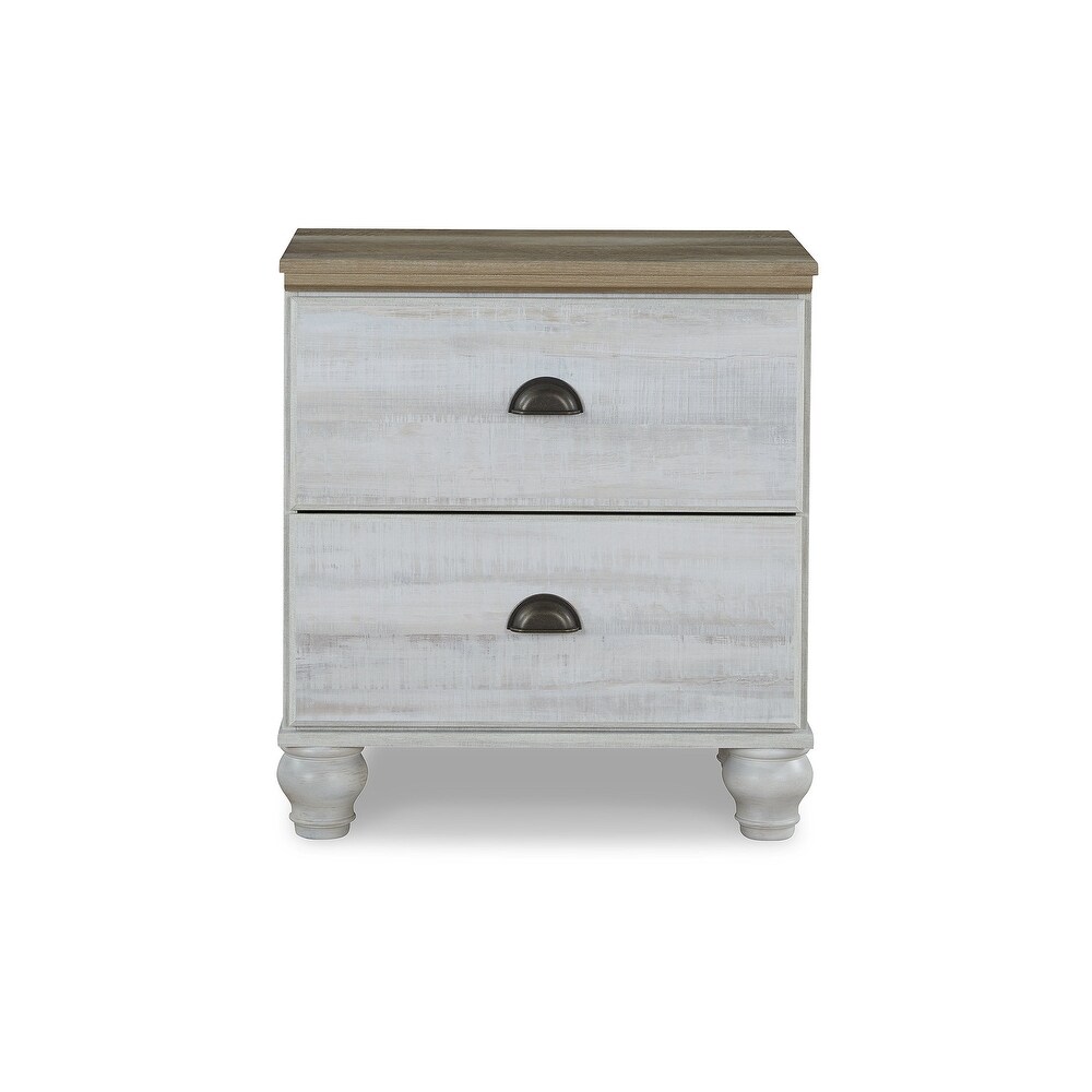 Ashley Furniture Haven Bay Two tone 2 Drawer Night Stand with USB Port