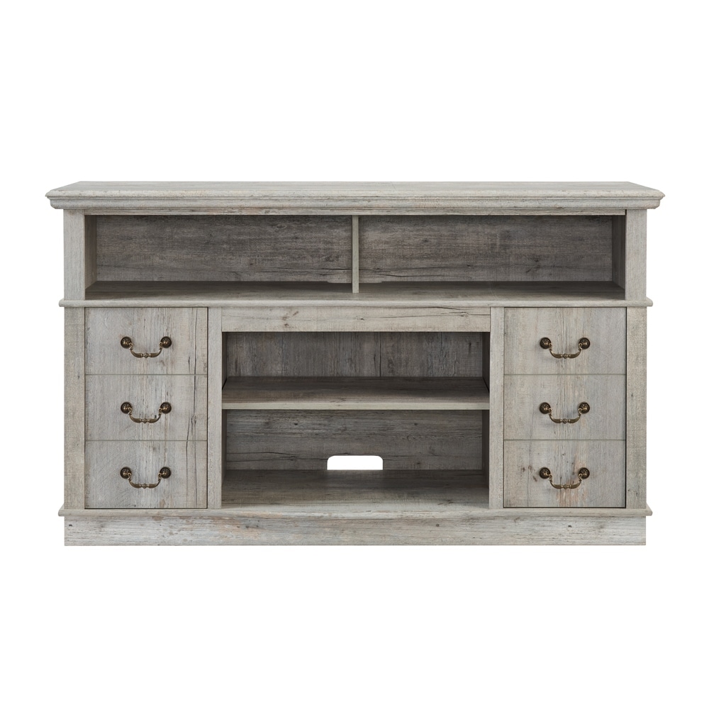 TV Media Stand Traditional Rustic Entertainment Console Table YV Media Cabinet with Open   Closed Storage Space  for Up to 65\