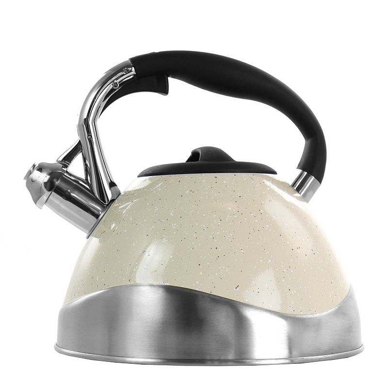 MegaChef Pro 3 Liter Stovetop Whistling Kettle in Light Tan Speckle