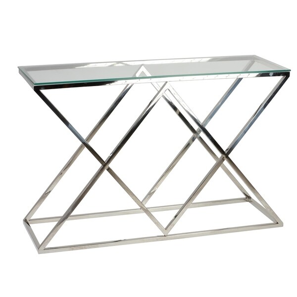 Cortesi Home Gwen Contemporary Glass Console Table