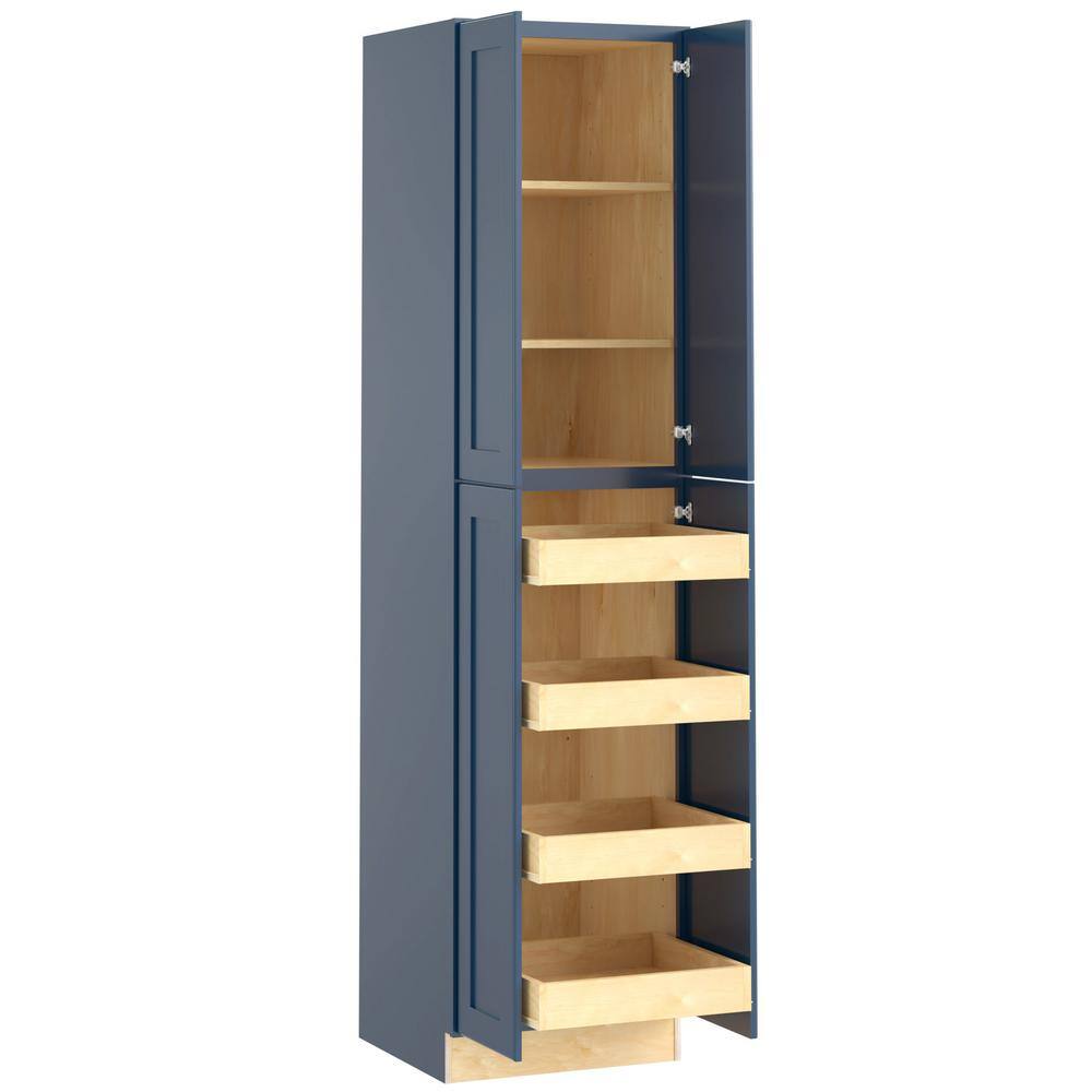 Home Decorators Collection Newport Blue Painted Plywood Shaker Stock Assembled Utility Pantry Kitchen Cabinet 4-ROT 24 in. x 90 in. x 24 in. U242490-4T-NMB