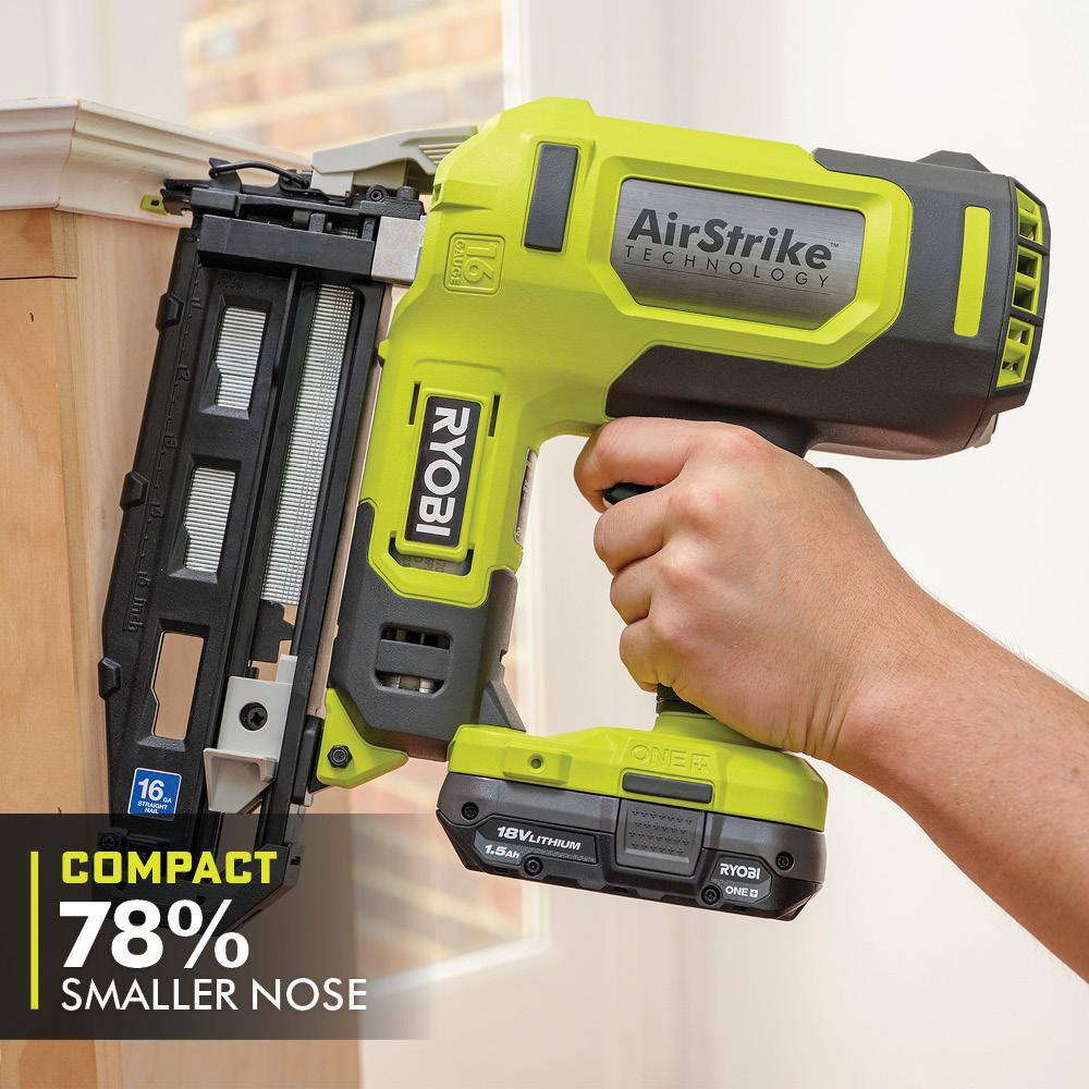 RYOBI ONE+ 18V 16-Gauge Cordless AirStrike Finish Nailer with Cordless Jig Saw (Tools Only) P326-PCL525B