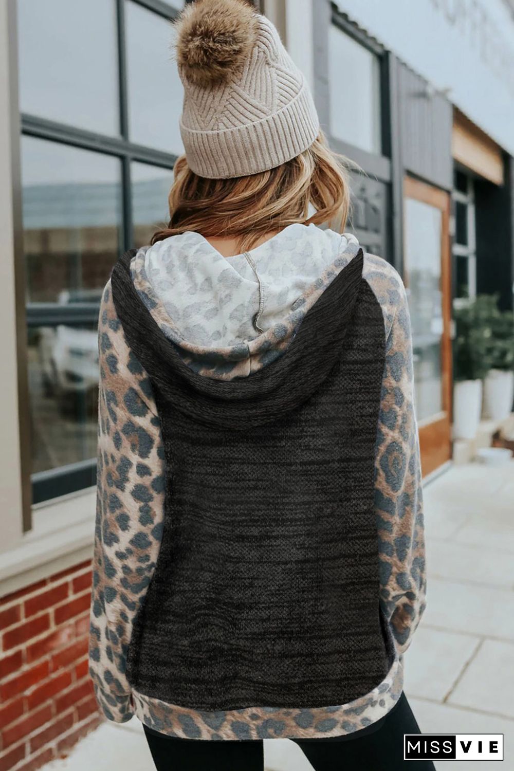 Brushed Leopard Contrast Hoodie