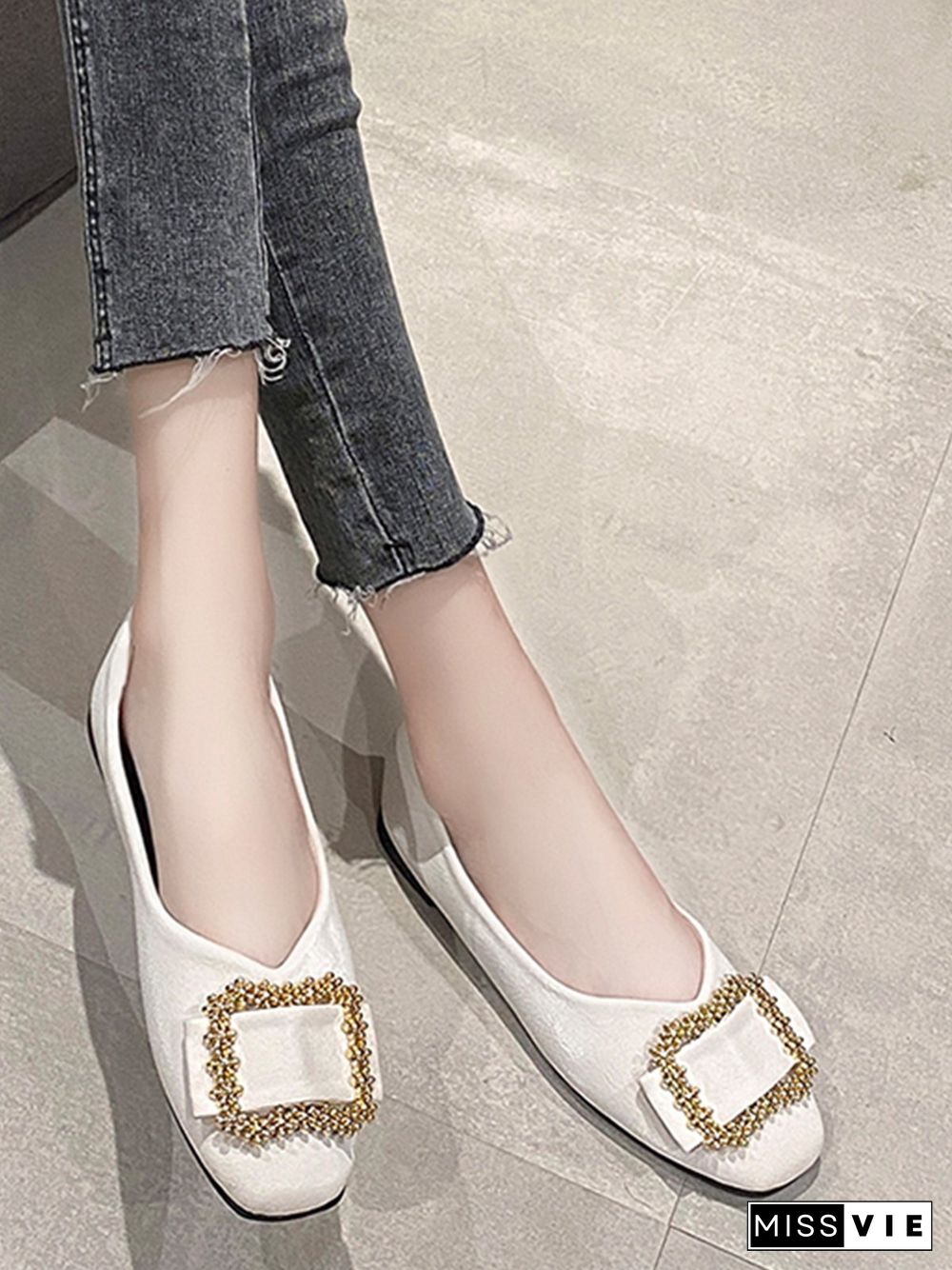 Women Plain All Season Urban Non-Slip Commuting Flat Heel Round Toe Plus Size Shallow Shoes Flats