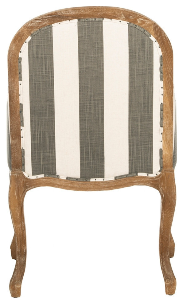 Addie Arm Chair With Awning Stripes Flat Black Nail Heads Gray/Off White   French Country   Armchairs And Accent Chairs   by Rustic Home Furniture Deco  Houzz