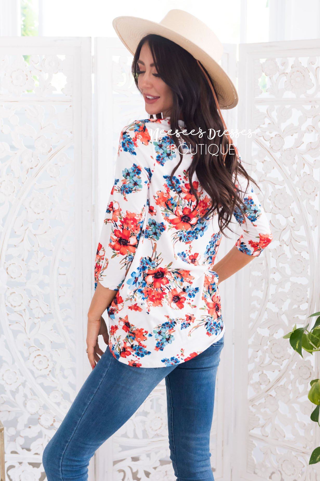 Floral Side Modest Twist Top