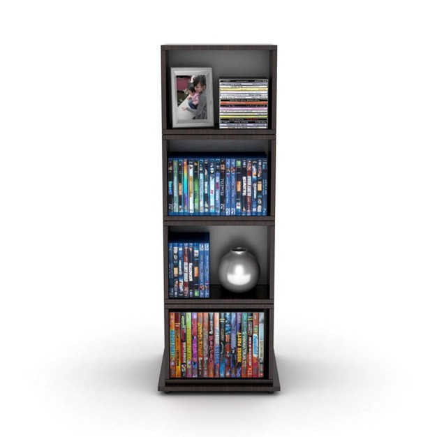 Multimedia Storage 4 Tier Rotating Cube Rack Espresso Atlantic