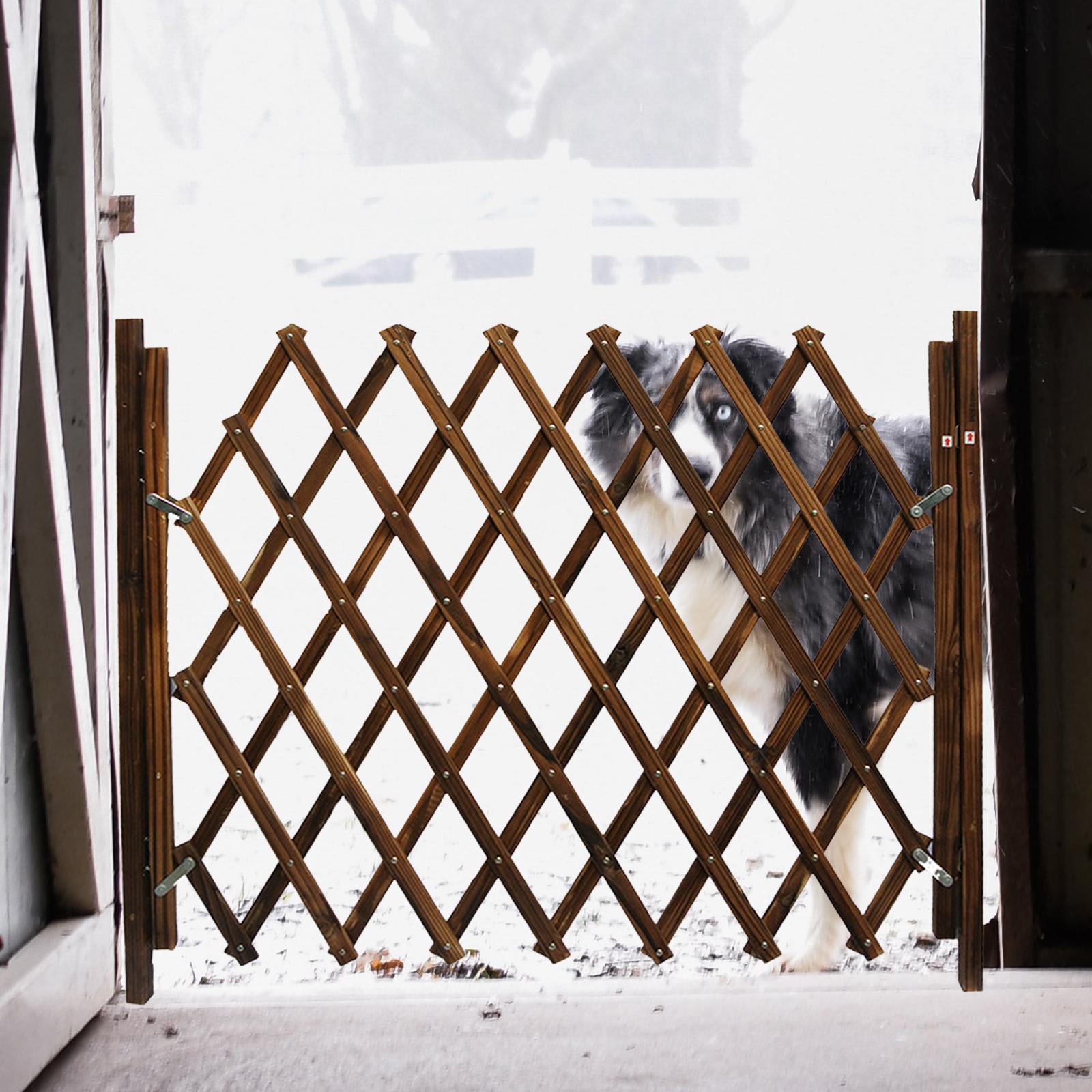 Wooden Expandable Accordion Dog Gate Protection Freestanding Sliding Door Barrier Fence for Stairs Kitchen Indoor