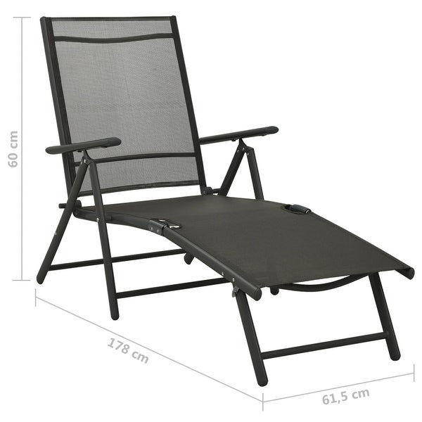 3 Piece Patio Lounge Set Textilene and Aluminum Black