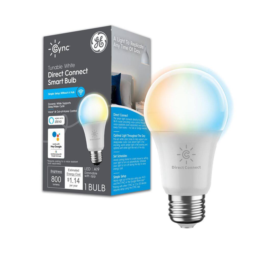 Cync 60-Watt EQ A19 Tunable White Dimmable Smart LED Light Bulb 93128973