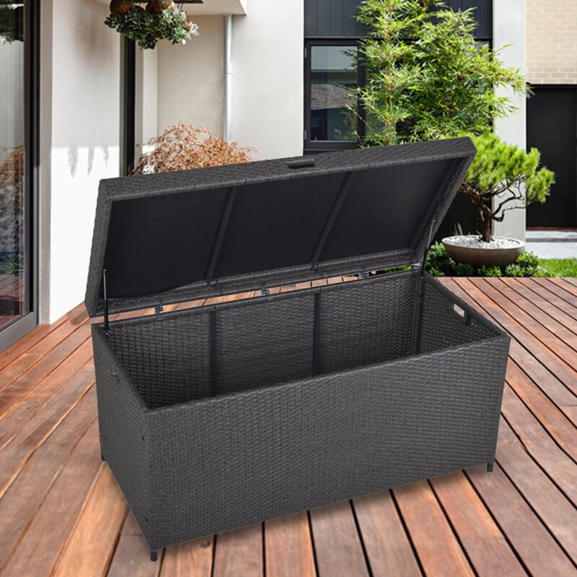 Cozyhom 140 Galllons Storage Box,Outdoor All Weather Bin Deck Box,Gray