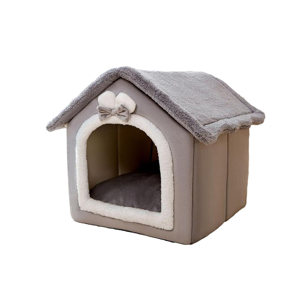 Portable Cat Dog Cozy Condo House， 39 x 32 x 34 cm Foldable Indoor Outdoor Kitten Puppy Kennel House With Anti-Slip Waterproof Bottom， Removable Washable Soft Pet Tent Shelter for Small fitting