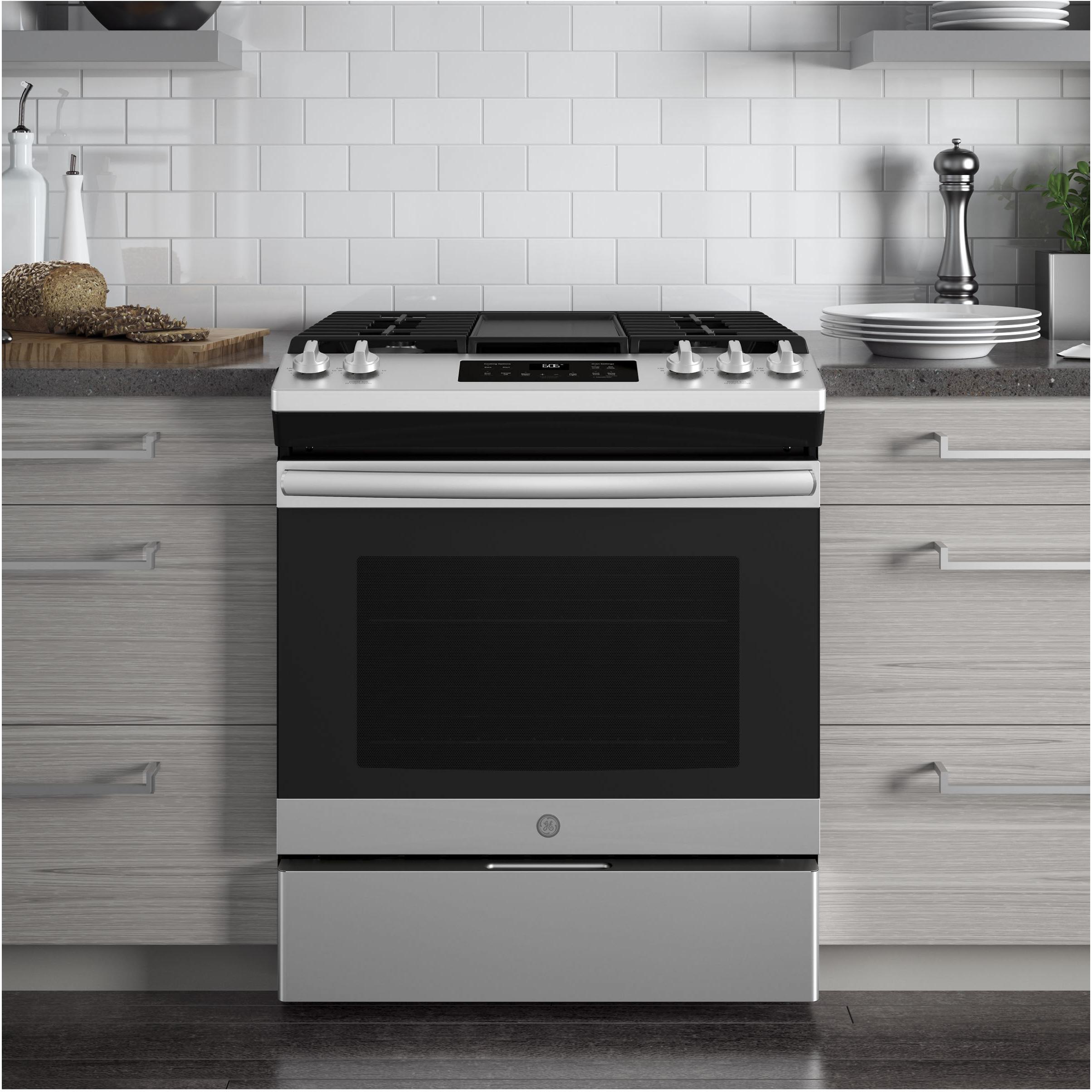 GE 30-inch Slide-in Gas Range with Steam Clean Oven JCGSS66SELSS