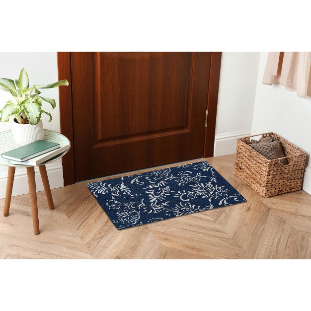 Bandana Paisley Rectangle Indoor And Outdoor Coir Door Welcome Mat Blue