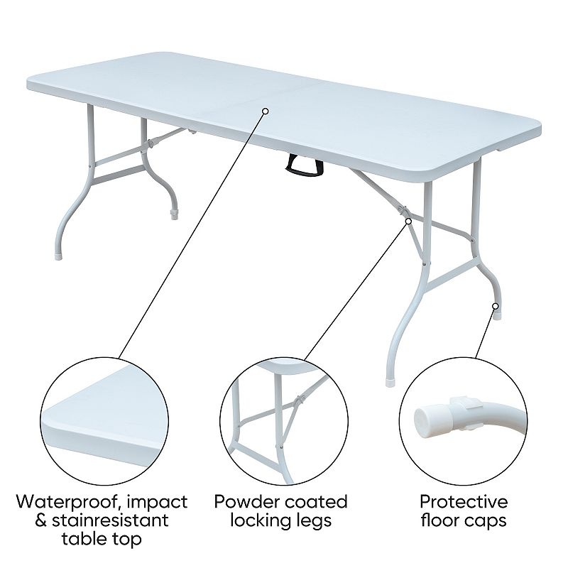 F.C Design Multi-purpose Outdoor Folding 6ft Picnic Table Casual， Game， Party - Portable， Durable， Easy to Store and Clean