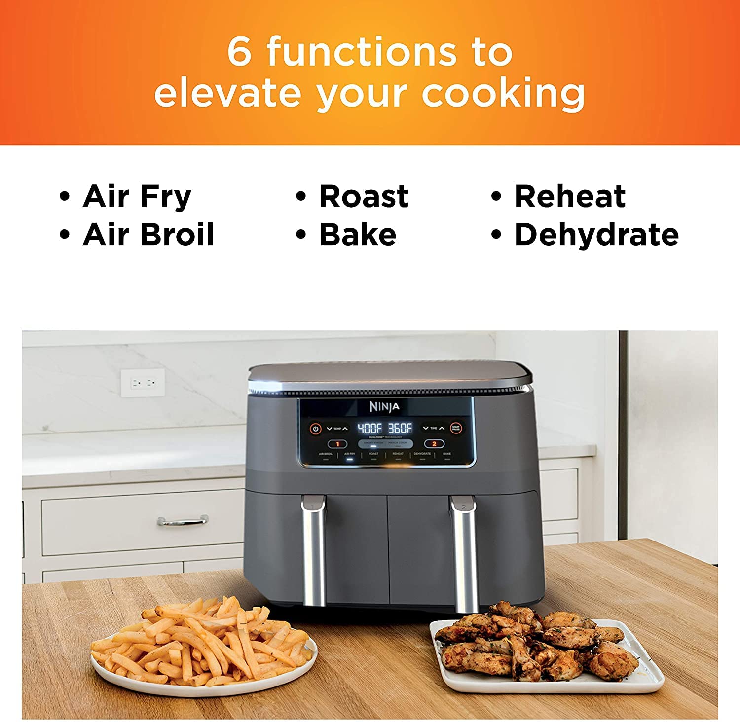 Ninja DZ201 Foodi 6-in-1 8-Qt. 2-Basket Air Fryer with DualZone Technology