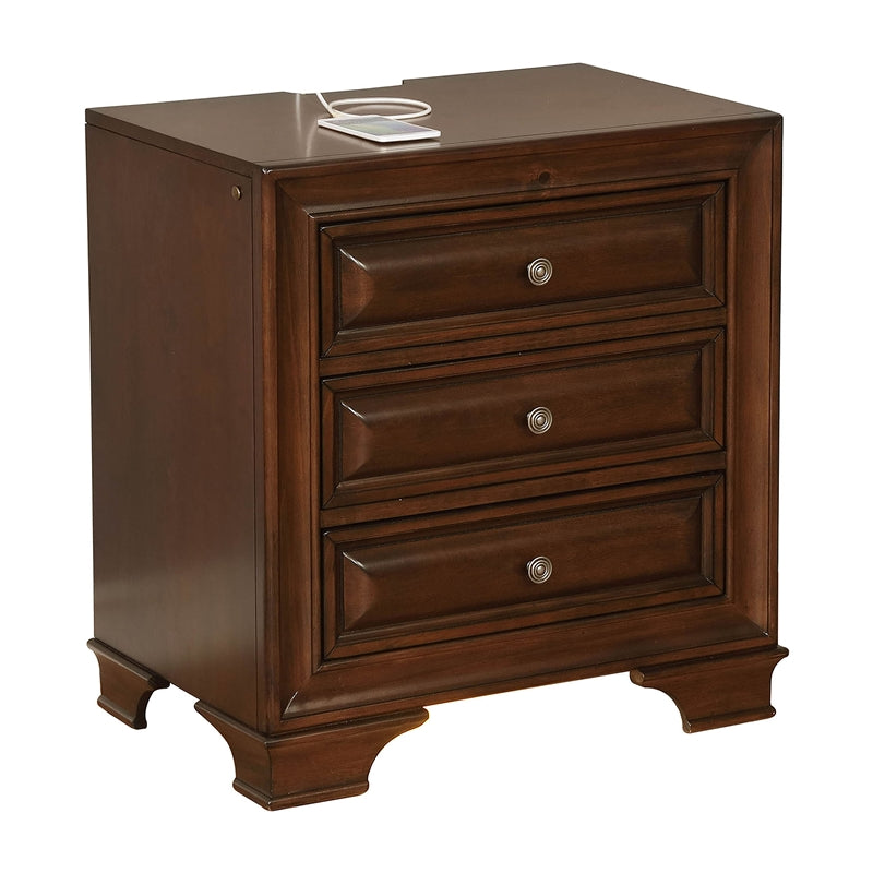 Furniture of America Bradford Solid Wood 3-Drawer Nightstand in Brown Cherry